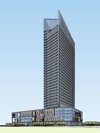 Modern High-Rise Office Building Model in SketchUp