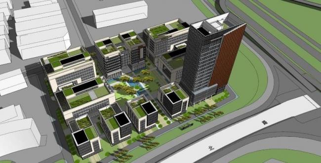 Modern Multi-Story High-Rise Office Building Model in SketchUp