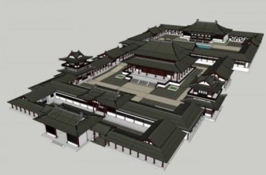 SketchUp Model of Ancient Chinese Multi-Story Temple: Religious Architecture-BIM WORLD