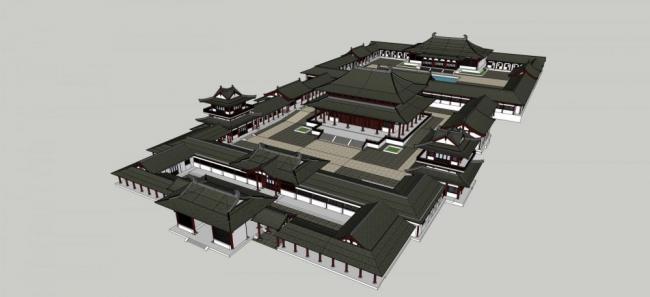 SketchUp Model of Ancient Chinese Multi-Story Temple: Religious Architecture