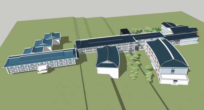 SketchUp Model of a Multi-Story Chinese-Style Resort Hotel