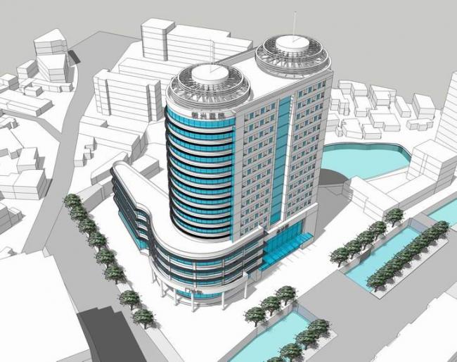 Modern Multi-Story Hybrid Hospital Model in SketchUp | High-Rise Medical Building Design