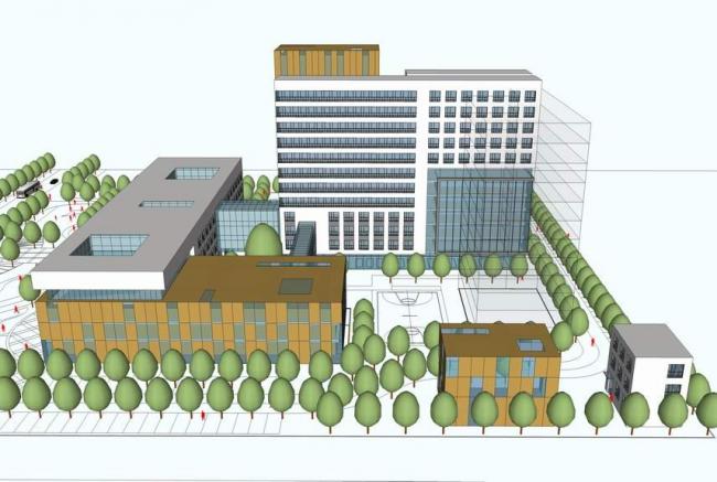Modern Multi-Story Township Health Center Hospital Model in SketchUp