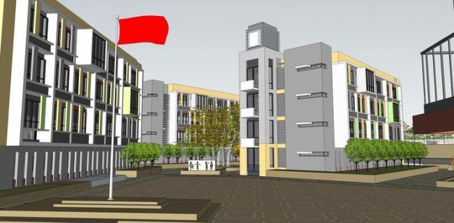 Modern Multi-Story High School Campus and Educational Building Design in SketchUp
