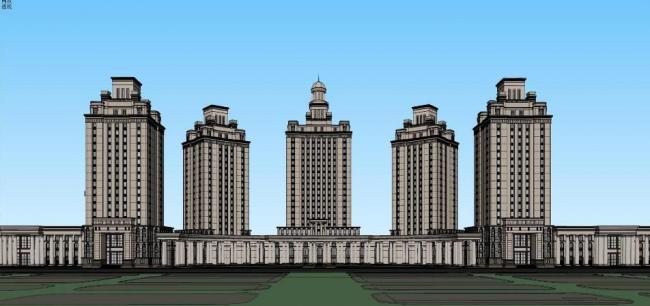 SketchUp Office Model: High-Rise Neoclassical Administrative Building