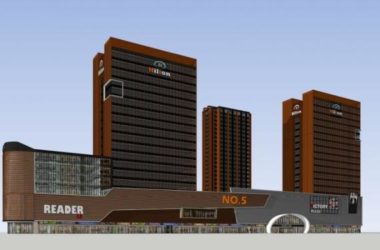Modern High-Rise Office Building with Ground Floor Commercial Space | SketchUp Model-BIM WORLD