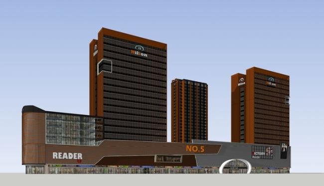 Modern High-Rise Office Building with Ground Floor Commercial Space | SketchUp Model