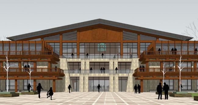 SketchUp Multi-Story Chinese Style Hotel Model