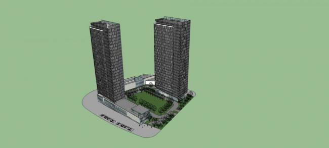 Modern High-Rise Commercial Office Building SketchUp Model