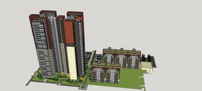 Modern High-Rise Residential Community Models in SketchUp