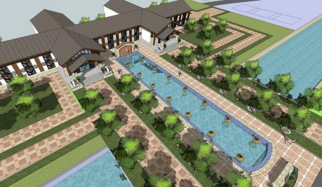 SketchUp Business Model: Multi-Story Sales Office Inspired by Southeast Asian Design