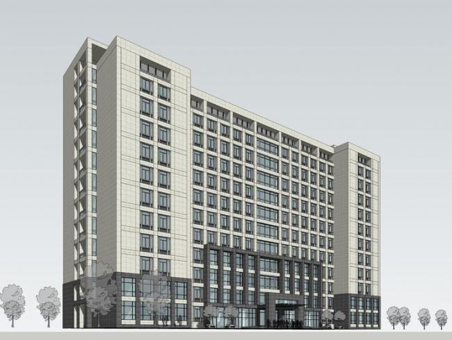 Modern Multi-Story Municipal Government Office Building in SketchUp