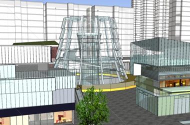 SketchUp Business Model: Modern Multi-Story Shopping Center with Sunken Commercial Street-BIM WORLD