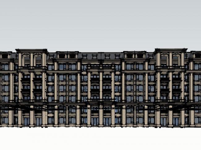 Neoclassical Multi-Story Townhouse Residential Model in SketchUp