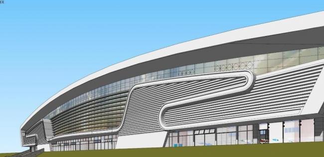 SketchUp: Modern Multi-Story Railway and Bus Station with Station Road Bridge