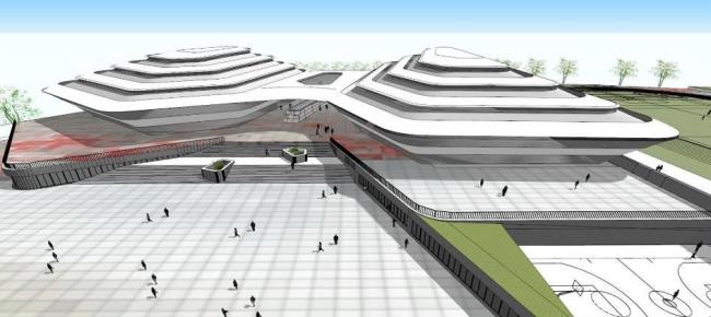 Modern Multi-Story University Sports Center SketchUp Model