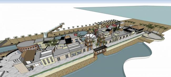 SketchUp Business Model: Modern Multi-Story Commercial Street at Fisherman's Wharf