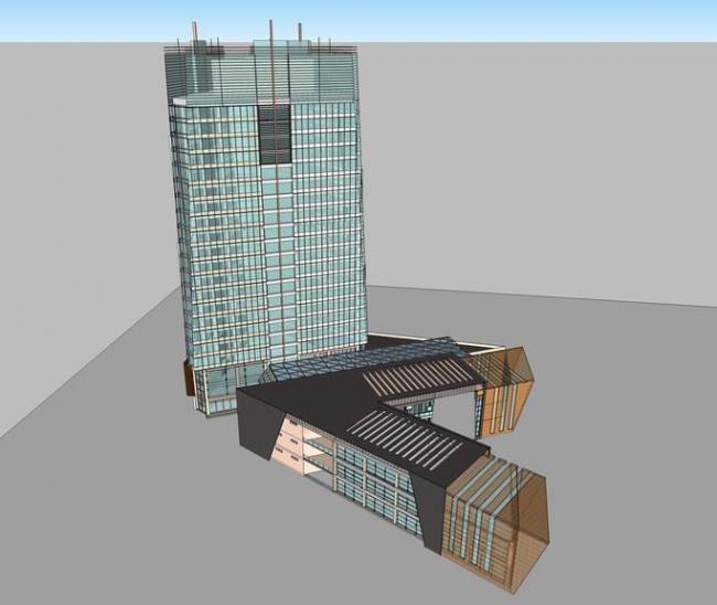 Modern High-Rise Office Building Model in SketchUp