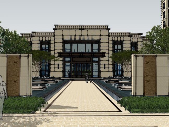 SketchUp Business Model: Modern Multi-Story Sales Office Design