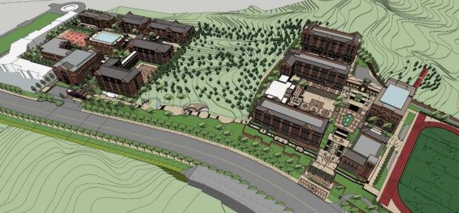 SketchUp School Model: Multi-Story European Classical University Campus with Teaching and Educational Buildings
