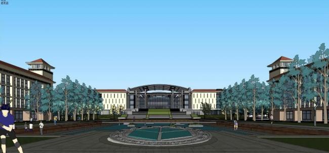 SketchUp School Model: Multi-Story Modern Campus Buildings at Gui'an Vocational and Technical College