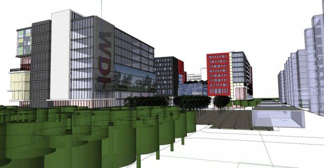 Modern Multi-Story Office Space Modeled in SketchUp