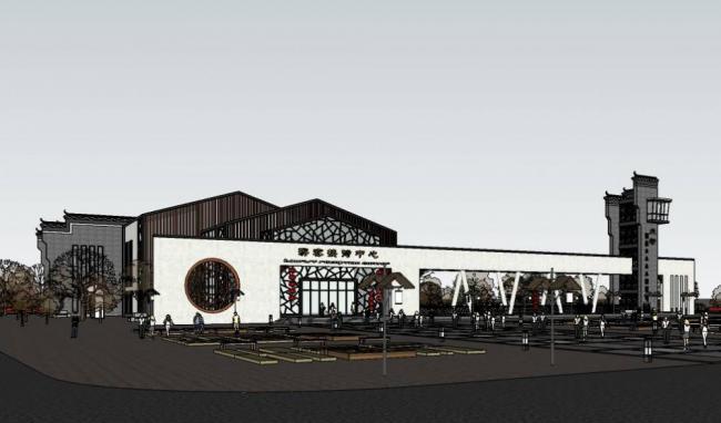 SketchUp Cultural Model: Huizhou Tourism Reception Center in Traditional Chinese Style