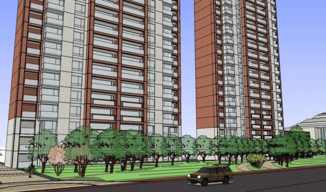 Modern High-Rise Residential Complex 3D Model in SketchUp
