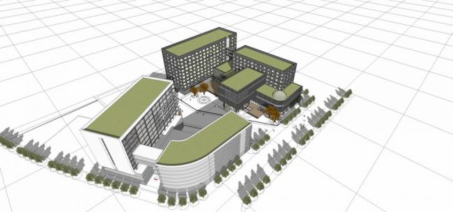 Modern Multi-Story Hotel Model in SketchUp
