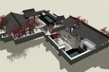 SketchUp Business Model: Chinese-Style Courtyard and Landscape Design for Business Clubs-BIM WORLD