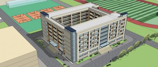 Modern Multi-Story Primary and Secondary School Buildings | SketchUp School Model