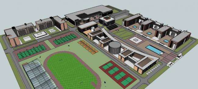 Modern Multi-Story Primary and Secondary School Buildings | SketchUp School Model