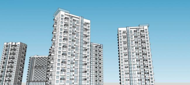 Modern High-Rise Residential Complex | SketchUp Model of Contemporary Apartment Building
