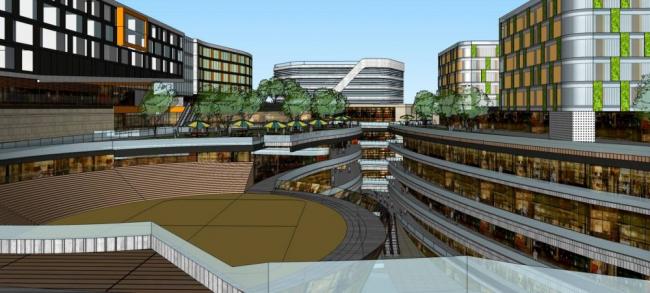 Yufa Haibei City: Modern Multi-Story Commercial Complex with Podium, Hotel, and Office Spaces in SketchUp