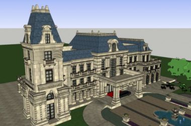 SketchUp Business Model: European Classical Multi-Story Sales Office and Clubhouse Commercial Building-BIM WORLD