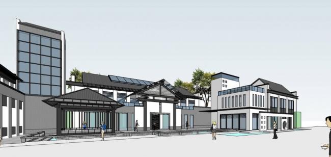 SketchUp Business Model: Multi-Story Commercial Club in Modern Chinese Style