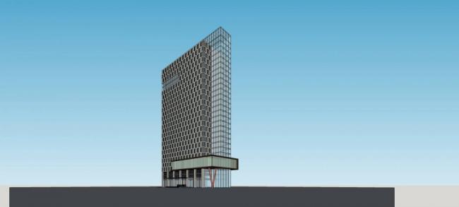 Modern High-Rise Office Building Model in SketchUp