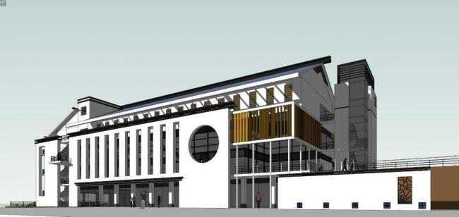 Multi-Story Primary and Secondary School Model | SketchUp Educational Building in Modern Chinese Style