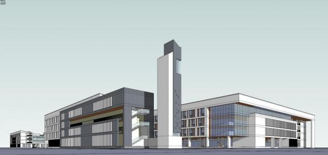 Multi-Story Primary and Secondary School Design in New Chinese Style | SketchUp Educational Architecture Model