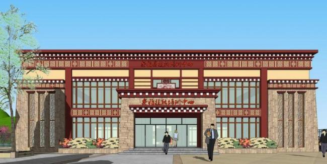 SketchUp Model: Multi-Story Chaya County Skills Training Center in Traditional Tibetan Style