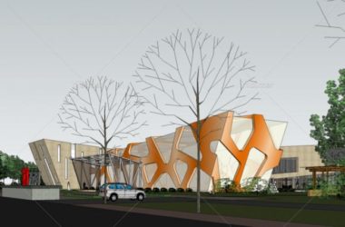 SketchUp Business Model: Modern Multi-Story Vanke Sales Office and Clubhouse Design-BIM WORLD