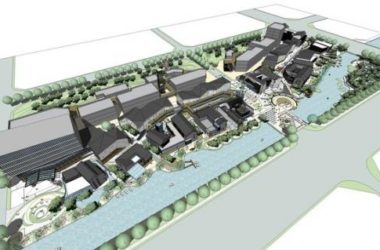 SketchUp Business Model: Modern Multi-Story Waterfront Commercial Street Design-BIM WORLD