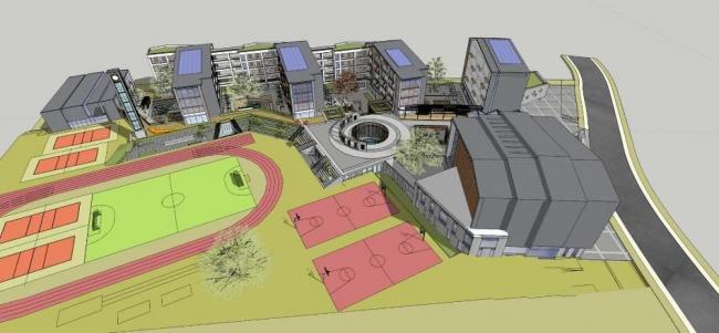 Modern Multi-Story Primary and Secondary School Buildings | SketchUp Educational Models