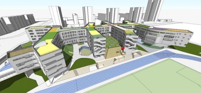 Modern Multi-Story Primary and Secondary School Buildings | SketchUp School Model