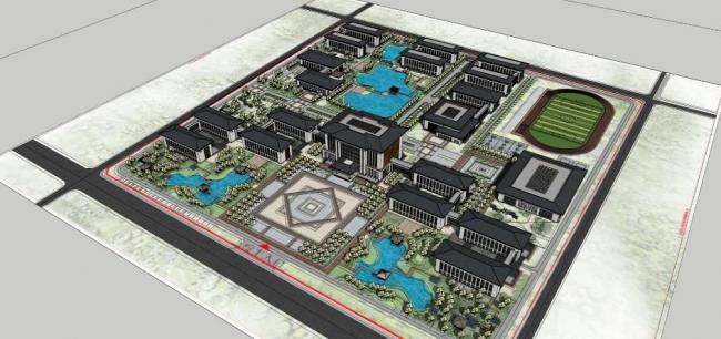 Multi-Story Primary and Secondary School Design | SketchUp Model of Chinese-Style Educational Architecture