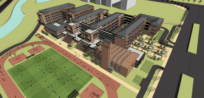 Multi-Story Neoclassical Primary and Secondary School Model | Educational Architecture in SketchUp