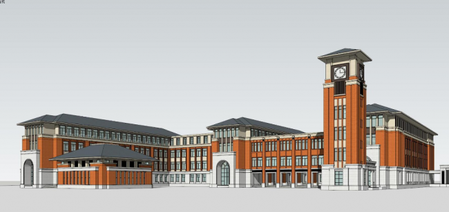 Multi-Story Classical School Model | Primary and Secondary Educational Architecture in SketchUp