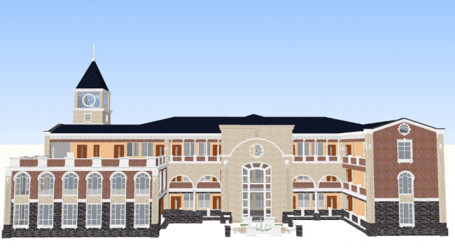 SketchUp Residential Model: Multi-Story European Classical Kindergarten and Educational Building