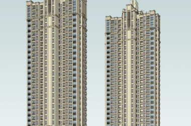 Modern High-Rise Residential Building with Ground-Floor Commercial Space | SketchUp Model-BIM WORLD