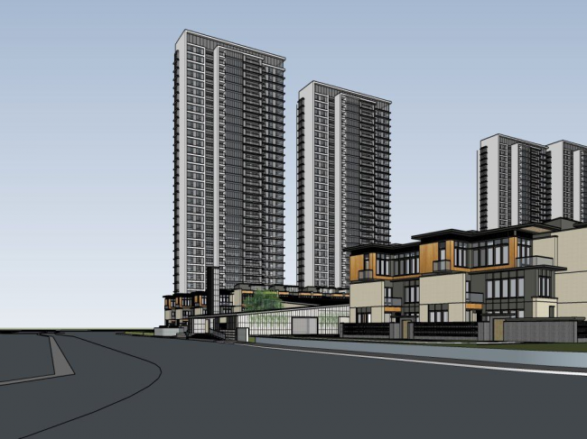 Modern High-Rise Residential Complex 3D Model in SketchUp